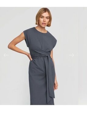 Modern Citizen Fei Tie-Front Dress, Slate blue-gray, L